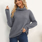 Slit Turtleneck Dropped Shoulder Sweater