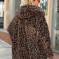 Adrien Planet Chestnut Leopard Hooded Coat with Pockets