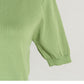 Buttoned Collared Neck Short Sleeve Knit Top