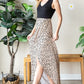 Heimish Full Size Slit Animal Print V-Neck Wide Strap Khaki Black Dress