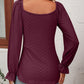Malibu Dreams Beauteous Full Size Tie Front V-Neck Puff Sleeve Blouse