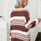 Striped V-Neck Long Sleeve Knit Top