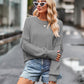 Dropped Shoulder Round Neck Long Sleeve Knit Top