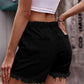 Full Size Drawstring Raw Hem Denim Shorts