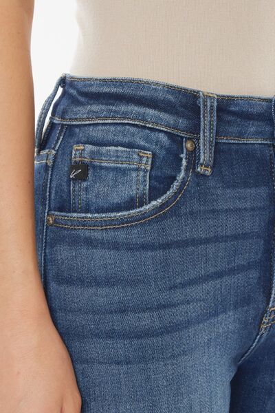 Kancan Raw Hem High Waist Cropped Jeans *