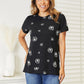 Double Take Black Full Size Dandelion Print Round Neck T-Shirt