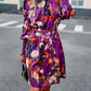 Women's Zabelle Printed Tie Waist Mock Neck Lantern Sleeve Dress