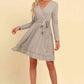 FULL SIZE Long Sleeve Tie Waist Ruffle Hem Dress