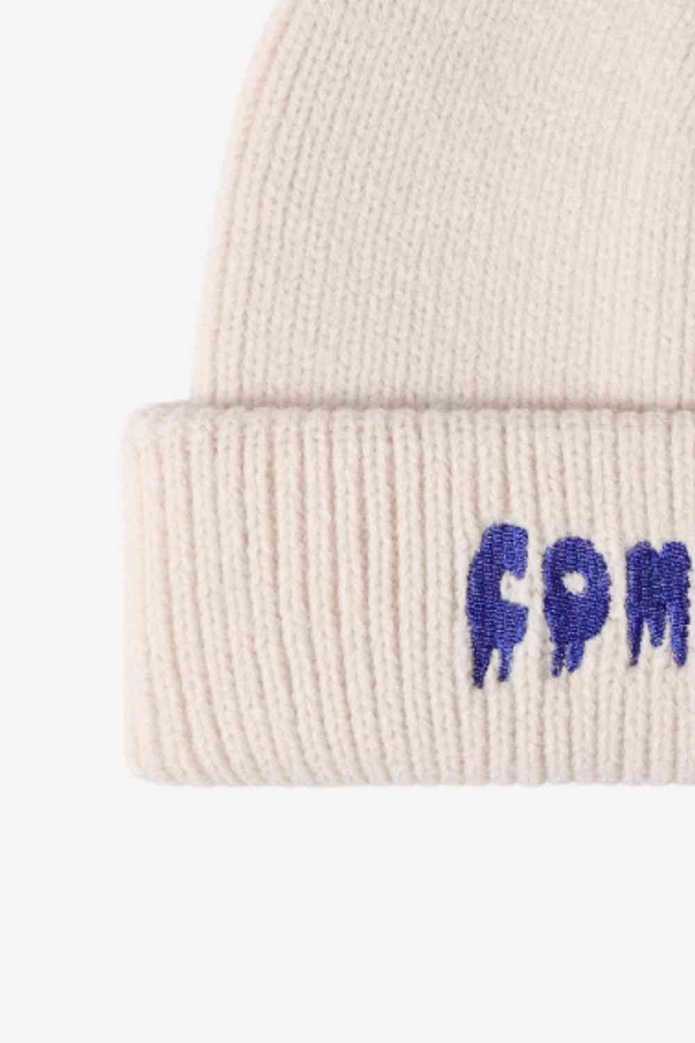 BeanieHatz COME ON Embroidered Cuff Knit Beanie