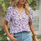 Floral V-Neck Short Sleeve T-Shirt