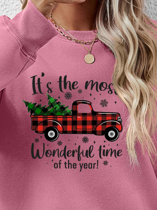 CHRISTMAS THEMED Graphic Round Neck Long Sleeve Sweatshirt