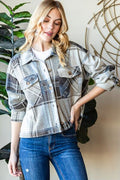 Reborn J Plaid Button Up Long Sleeve Shacket *