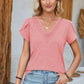 V-Neck Petal Sleeve T-Shirt