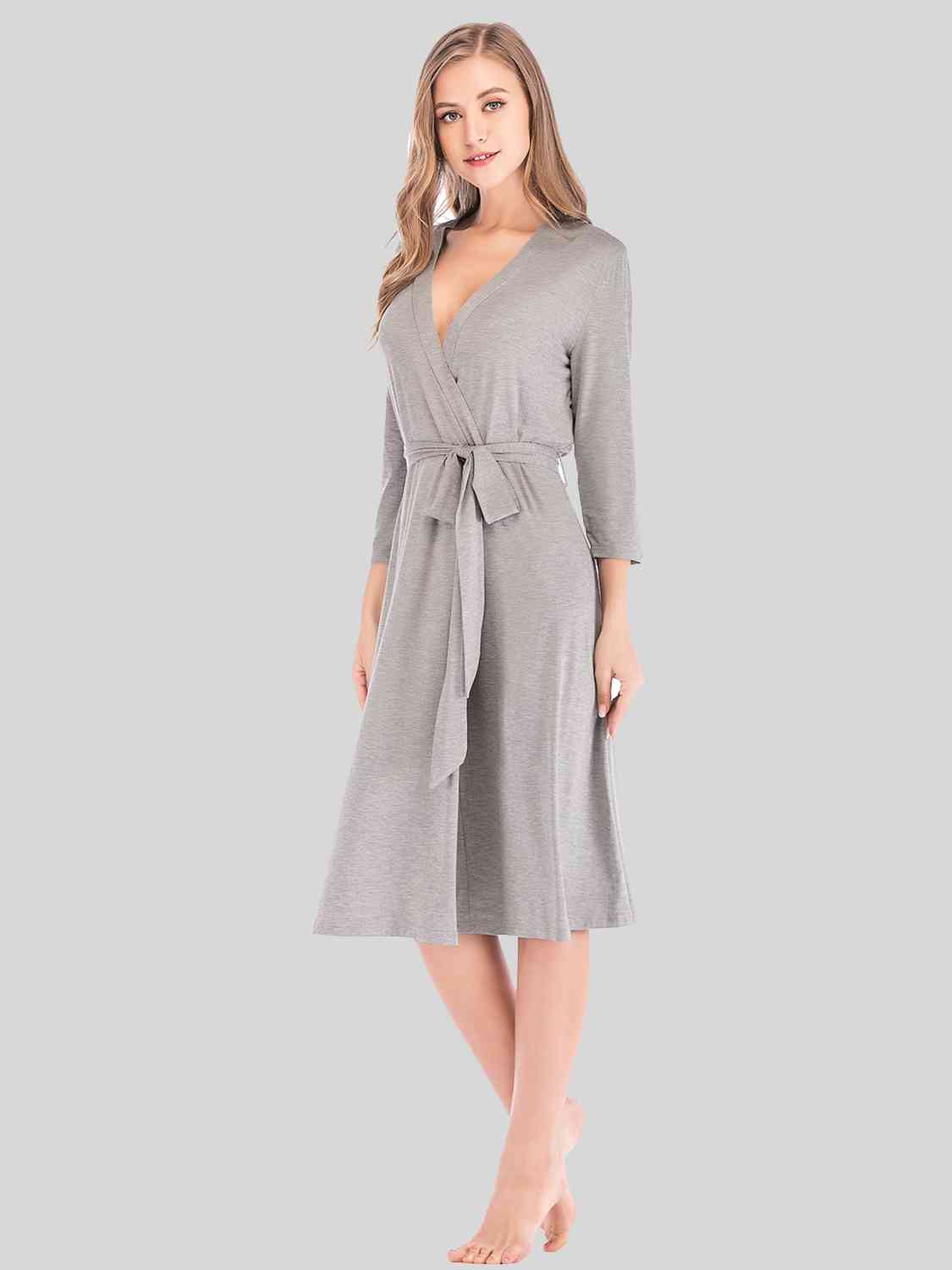 Full Size Plunge Tie Front Night Dress