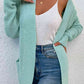 Open Front Rib-Knit Cardigan with Pockets