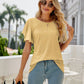 Full Size Eyelet Flutter Sleeve Round Neck Top