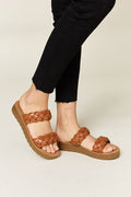 WILD DIVA Woven Dual Band Platform Sandals *