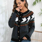 Black Halloween Full Size Ghost Button Up Long Sleeve Cardigan