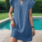 Frill Notched Flounce Sleeve Mini Dress