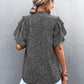SO CHIC Printed Flutter Sleeve V-Neck Top