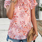 Printed Ruffled Mock Neck Blouse