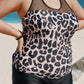 Plus Size Leopard Spliced Mesh Tankini Set