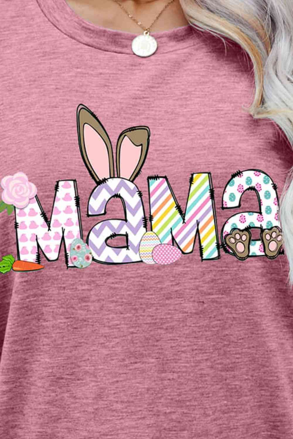 Seasonal Easter MAMA Graphic Round Neck T-Shirt