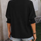 Heathered Notched Lantern Sleeve Blouse