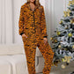 Animal Print Zebra Zip Front Lounge Jumpsuit with Pockets