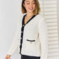 Contrast Trim Button Up Cardigan