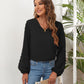 Full Size Swiss Dot Balloon Sleeve Blouse