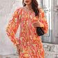 Abstract Print Square Neck Smocked Dress