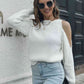 KnittedEmporium Cold-Shoulder Round Neck Sweater