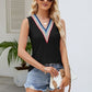 Contrast Eyelet V-Neck Tank