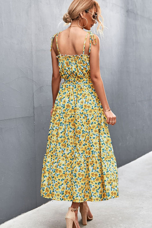 Women's Floral Tie-Shoulder Belted Dress