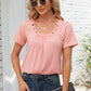 Decorative Button Scoop Neck T-Shirt