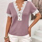 Lace Detail V-Neck Short Sleeve T-Shirt