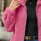 Full Size Fuzzy Pocketed Zip Up Jacket