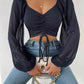 Drawstring Sweetheart Neck Cropped Top