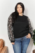 And The Why Black Full Size Foil Printed Sleeve Top *