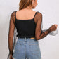 Drawstring Flounce Sleeve Cropped Top