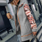 Geometric Zip-Up Collared Sherpa Jacket