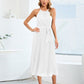 Pleated Spaghetti Strap Tie Waist Midi Dress