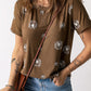 SO CHIC Full Size Dandelion Print Round Neck Tee