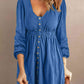 Full Size Scoop Neck Empire Waist Long Sleeve Mini Dress