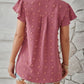 Swiss Dot Notched Cap Sleeve T-Shirt