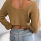 Twisted Front Long Sleeve Cropped Sweater