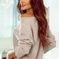 Laken Jay Ribbed Round Neck Drop Shoulder Long Sleeve Top
