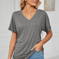 Ruched V-Neck Short Sleeve T-Shirt