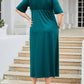 Plus Size Slit Surplice Short Sleeve Midi Dress